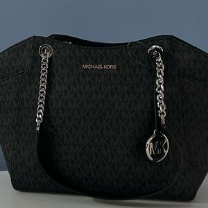 Michael Kors Black Shoulder Bag with Chain Detail NWT